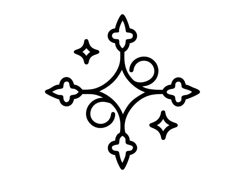 Icône symbolique représentant une étoile décorative et des étincelles, évoquant l’intuition, la clarté et l’éveil intérieur.